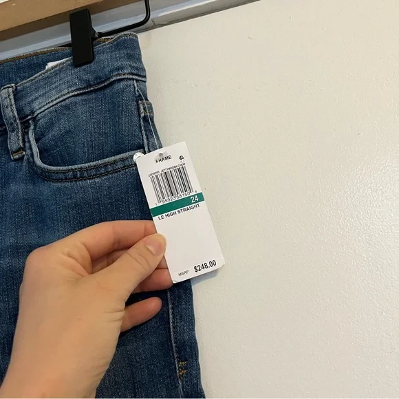 Frame Denim Le High Straight Women's 24 Distressed Blue Jeans NWT high rise - Picture 3 of 7